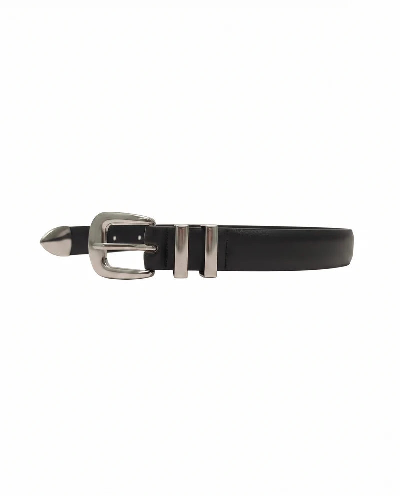 Cintura 2 passanti con puntale in metallo - Argento