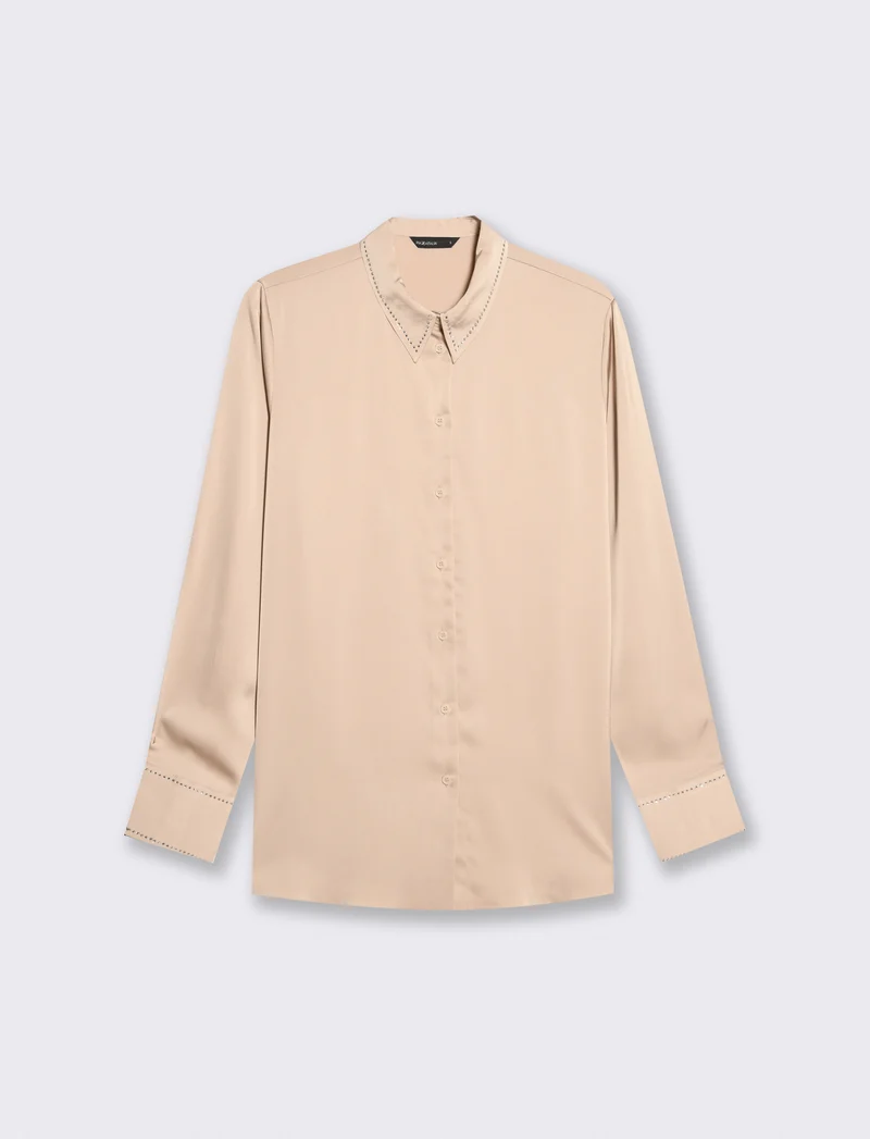 Camicia manica lunga con colletto dettagliato - Beige