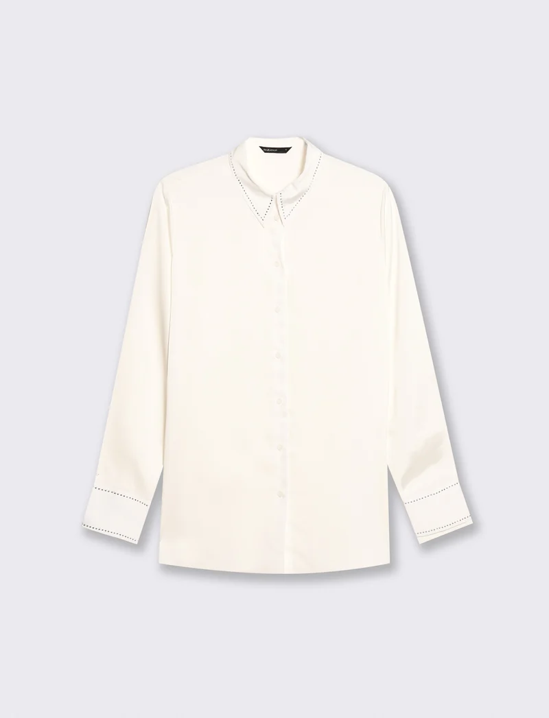 Camicia manica lunga con colletto dettagliato - Bianco latte