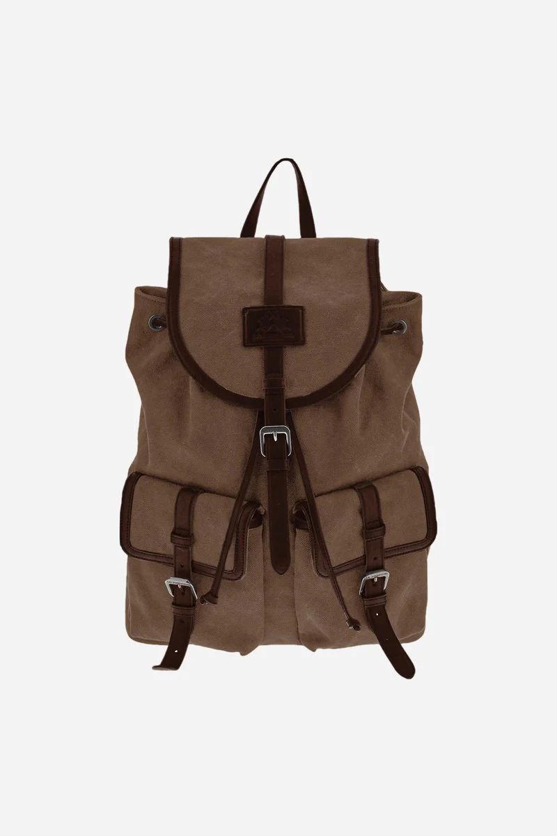 Rucksack aus gewaschenem Canvas und Leder – Matteo