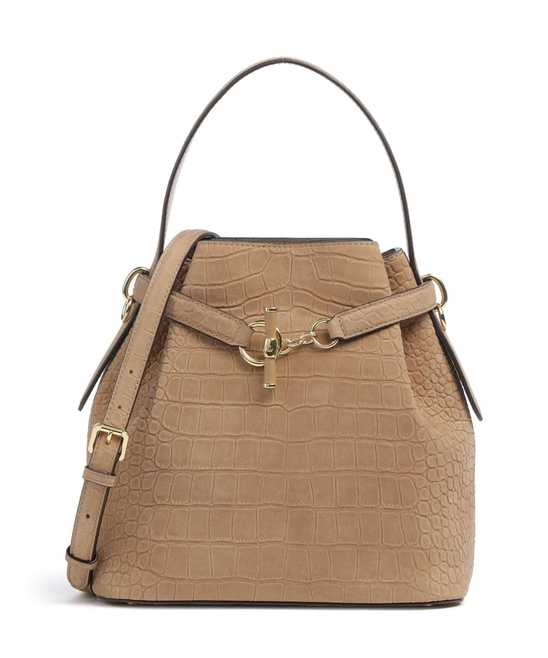 Lauren Ralph Lauren Blaike Medium Borsa a secchiello camel