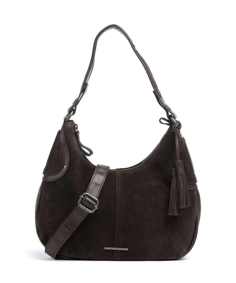 Spikes & Sparrow Suede Mix Anne-Lou Borsa hobo dark brown