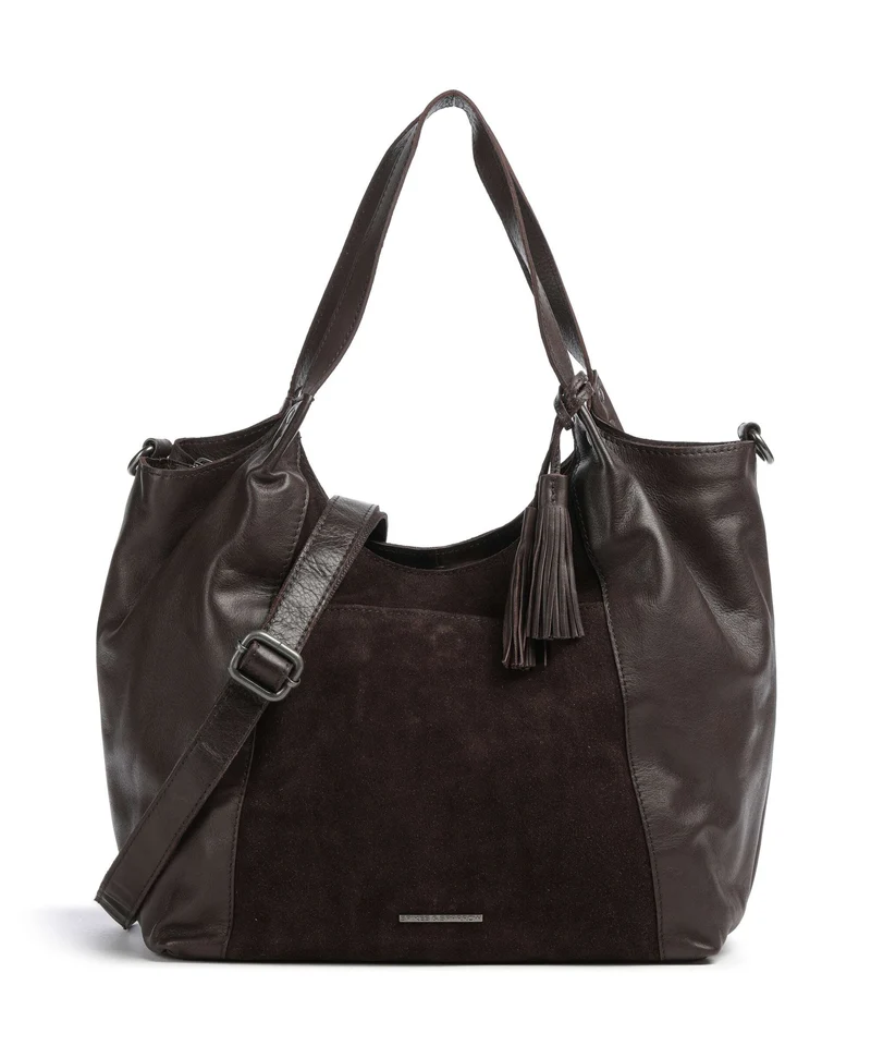 Spikes & Sparrow Suede Mix Ryana Borsa shopper dark brown