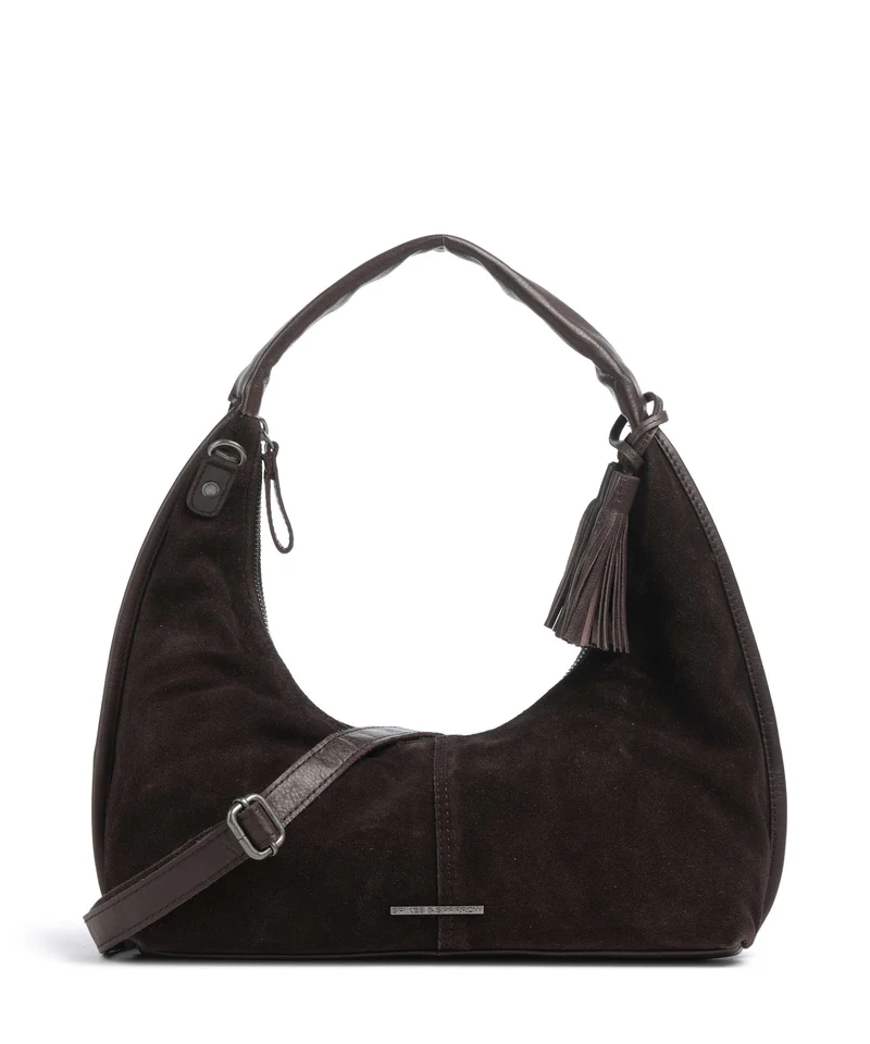 Spikes & Sparrow Suede Mix Gwyn Borsa hobo dark brown