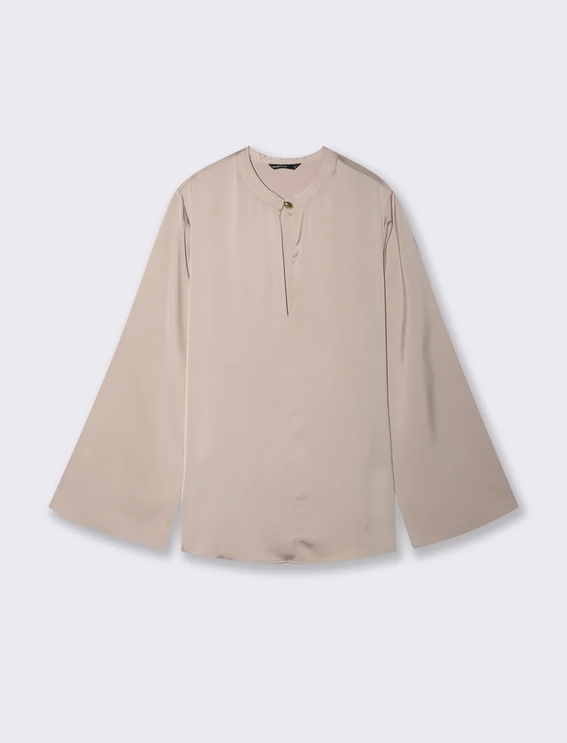 Casacca collo coreano con scollo a goccia - Beige