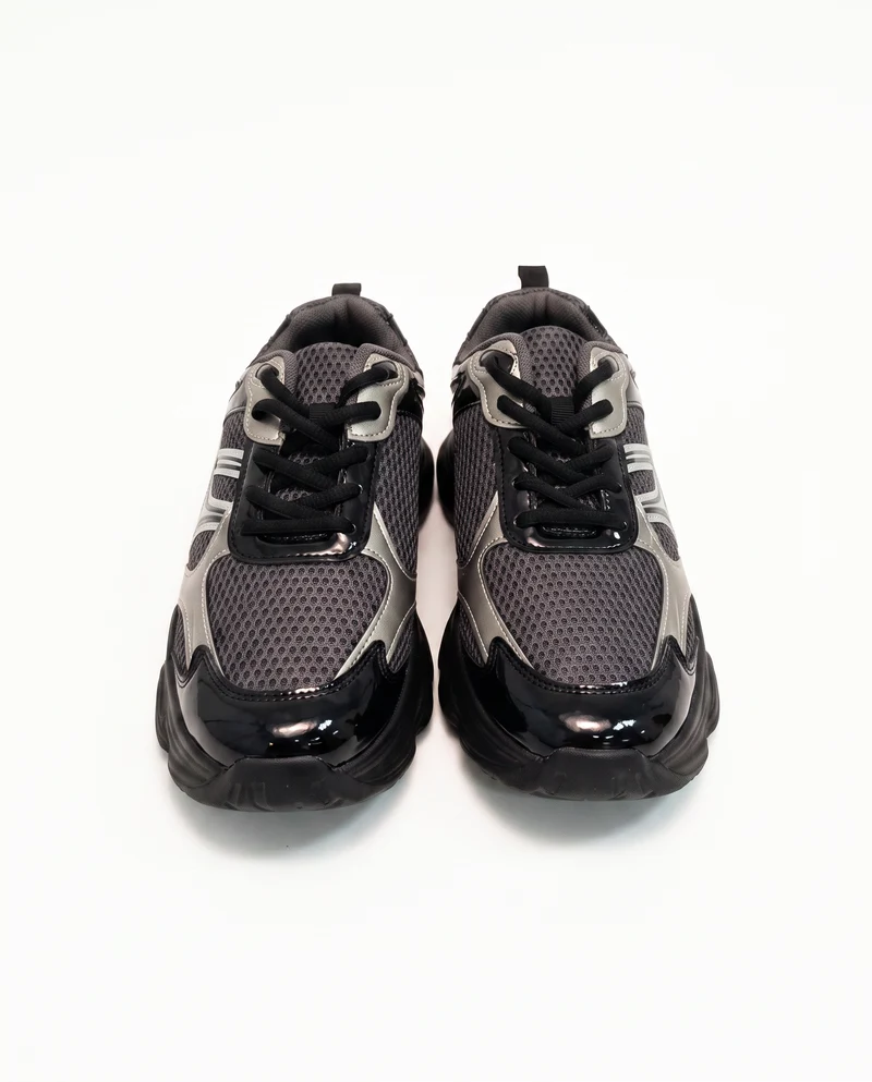 Sneakers uomo in tessuto nero argentato - Nero