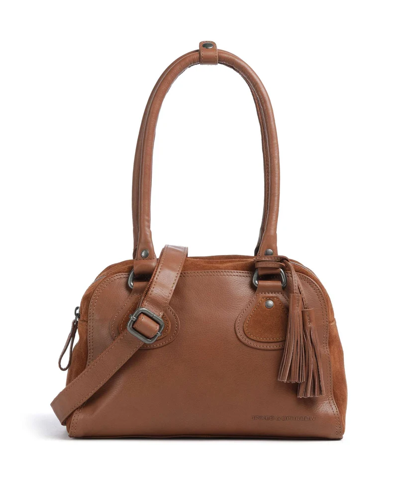 Spikes & Sparrow Suede Mix Sienna Borsa a spalla mocca