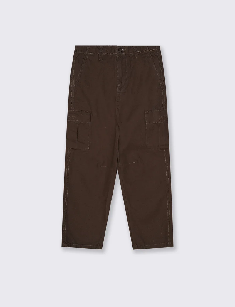 Pantaloni cargo in picquè con tasche - Marrone