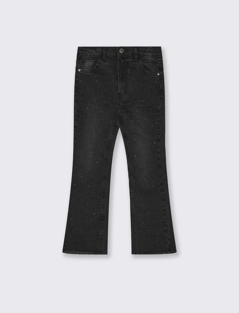 Jeans flare fit con borchie e zampa - Nero