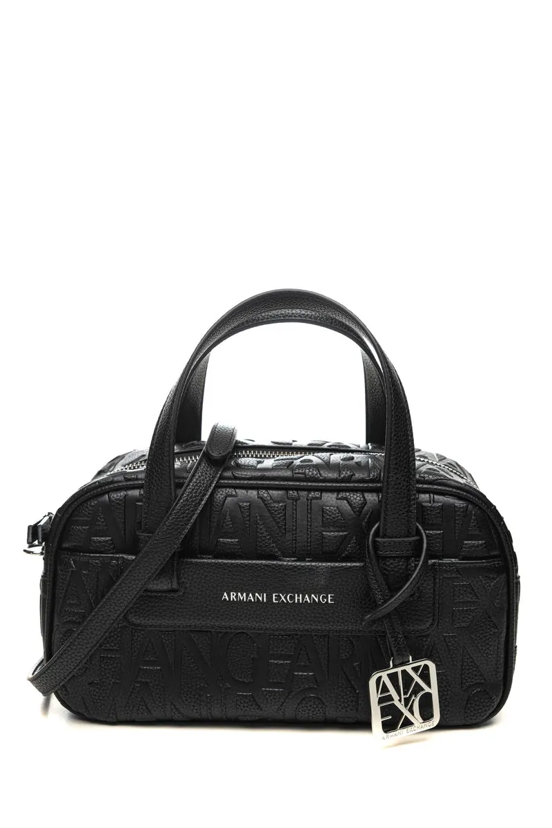 Borsa Armani Exchange Liz Pebble Top Handle Da Donna Nera In Poliuretano