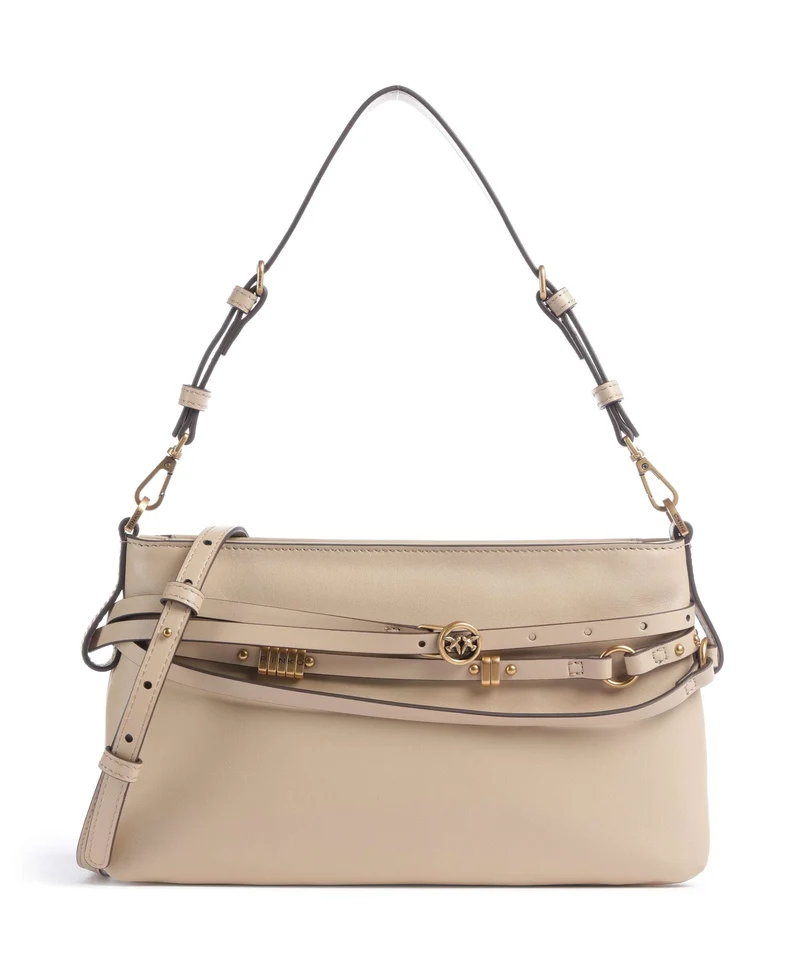 Pinko Belt Mini Borsa a spalla beige/grigio fumo/antique gold