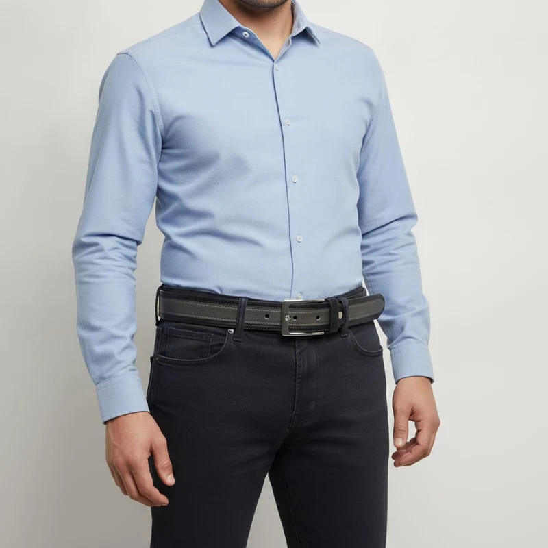 Cintura uomo fusto a contrasto elegante - Nero