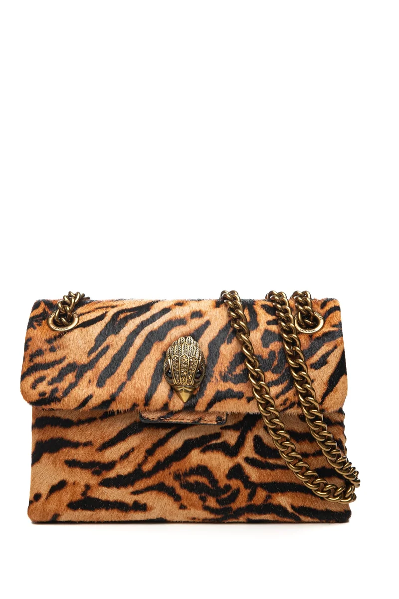 Borsa Kurt Geiger Kensington Camel Mini Da Donna Animalier Beige Camel Nero In Pelle E Cavallino