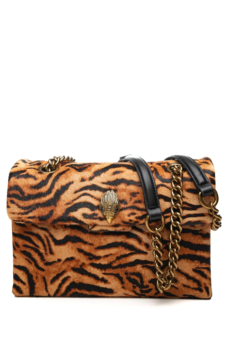 Borsa Kurt Geiger Kensington Camel Small Da Donna Animalier Beige Camel Nero In Pelle E Cavallino