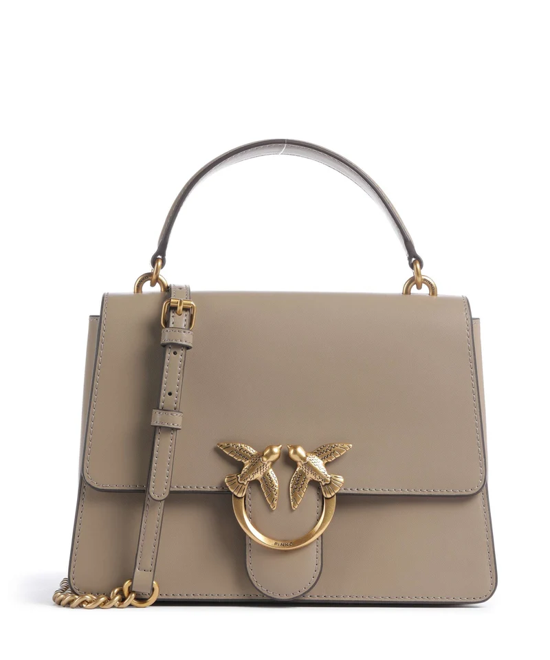 Pinko Love One Classic Borsa a mano grigio talpa/antique gold