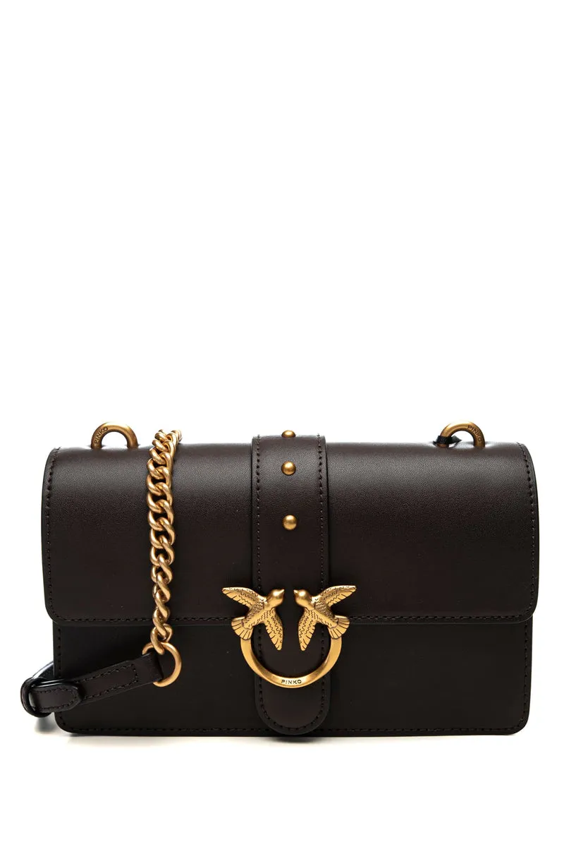 Borsa Pinko Love One Mini St S B Gold Da Donna Testa Di Moro In Pelle
