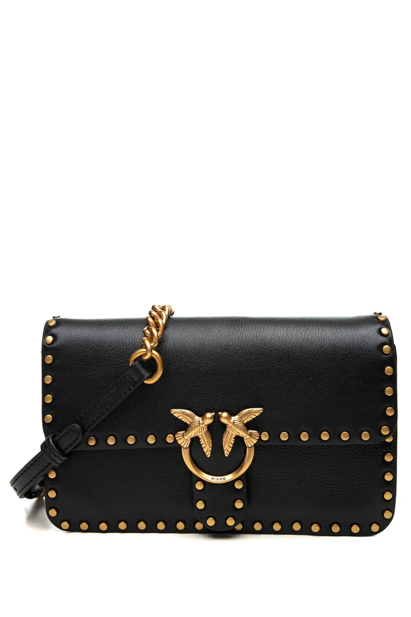 Borsa Pinko Love One Slouchy Mn Studs S Da Donna Nera In Pelle