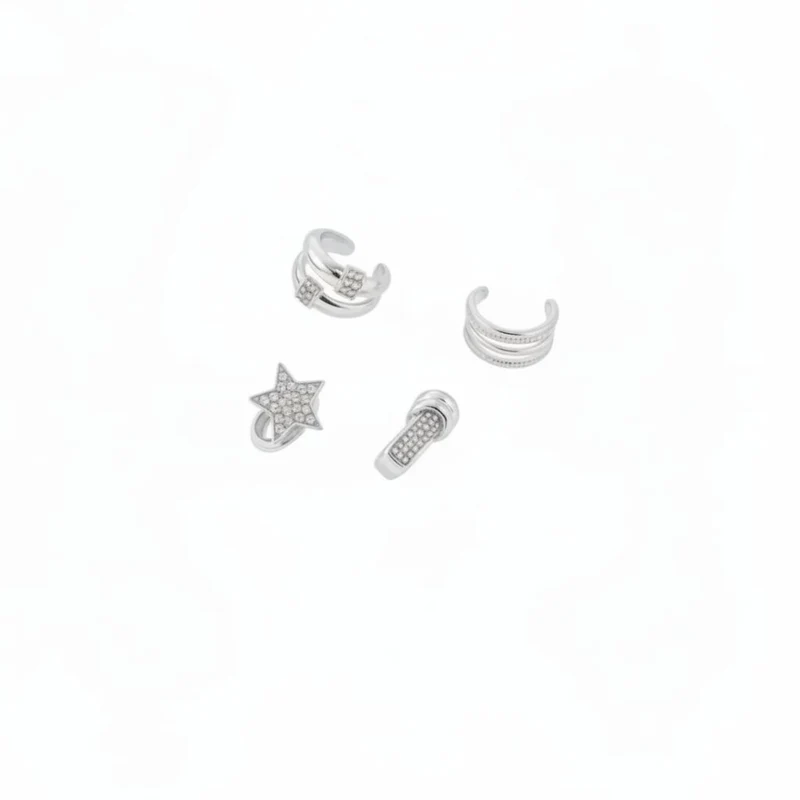 Orecchini: Earcuff Strass Nodo Stella - Argento