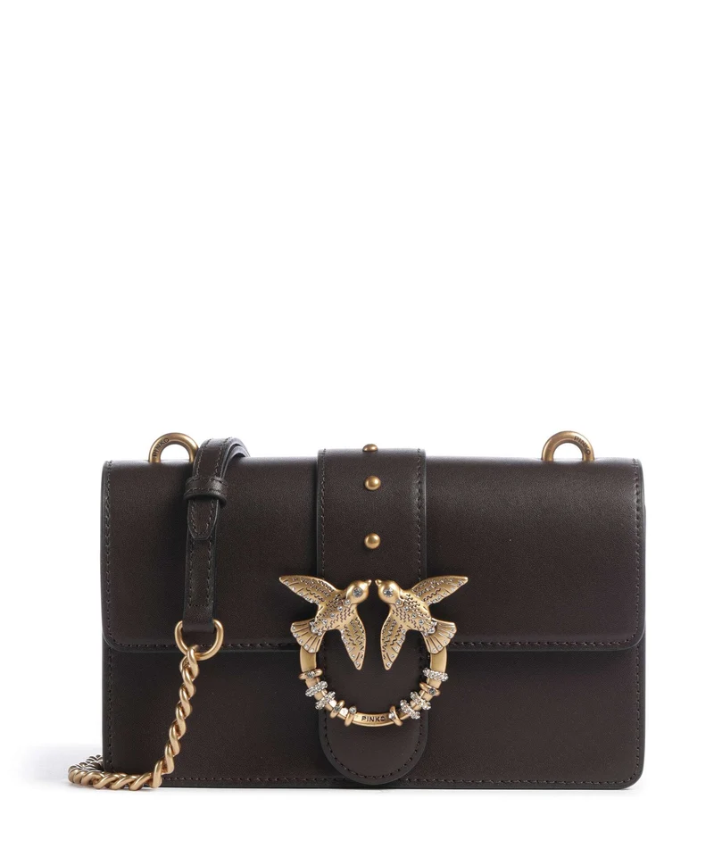 Pinko Love One Mini New Buckle Borsa a tracolla marrone marasca/antique gold