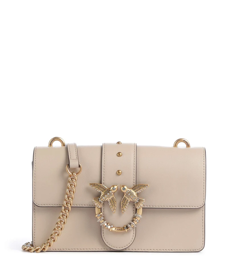 Pinko Love One Mini New Buckle Borsa a tracolla beige/grigio fumo/antique gold