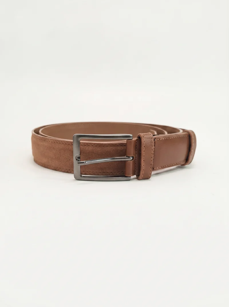 Cintura uomo cuciture in tinta suede - Beige