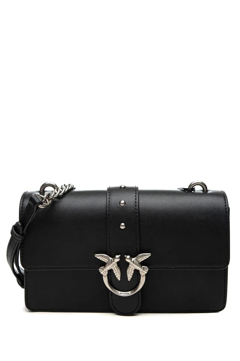 Borsa Pinko Love One Mini St S B Steel Nera Da Donna In Pelle