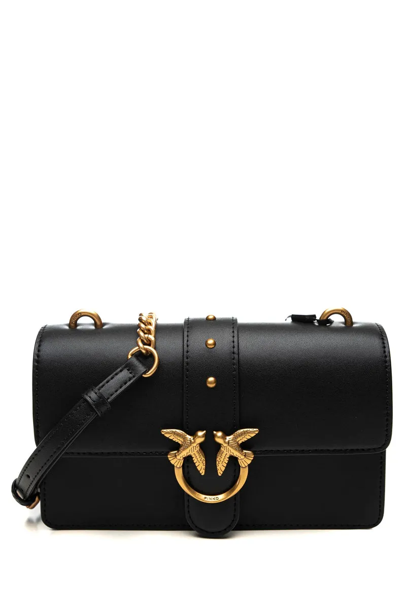 Borsa Pinko Love One Mini St S B Gold Da Donna Nera In Pelle