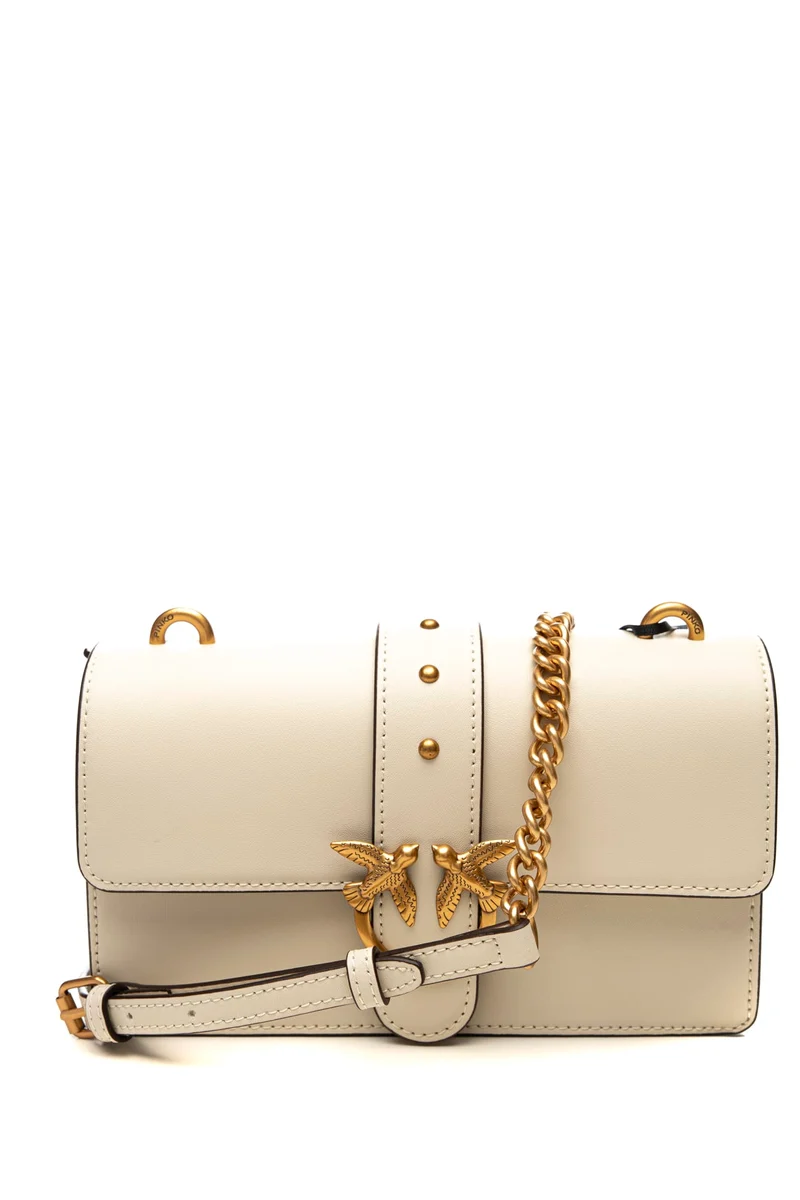 Borsa Pinko Love One Mini St S B Gold Da Donna Avorio In Pelle