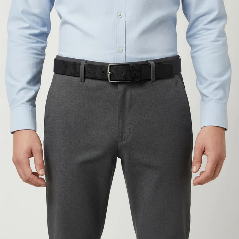 Cintura uomo fusto righe altezza 4cm - Nero