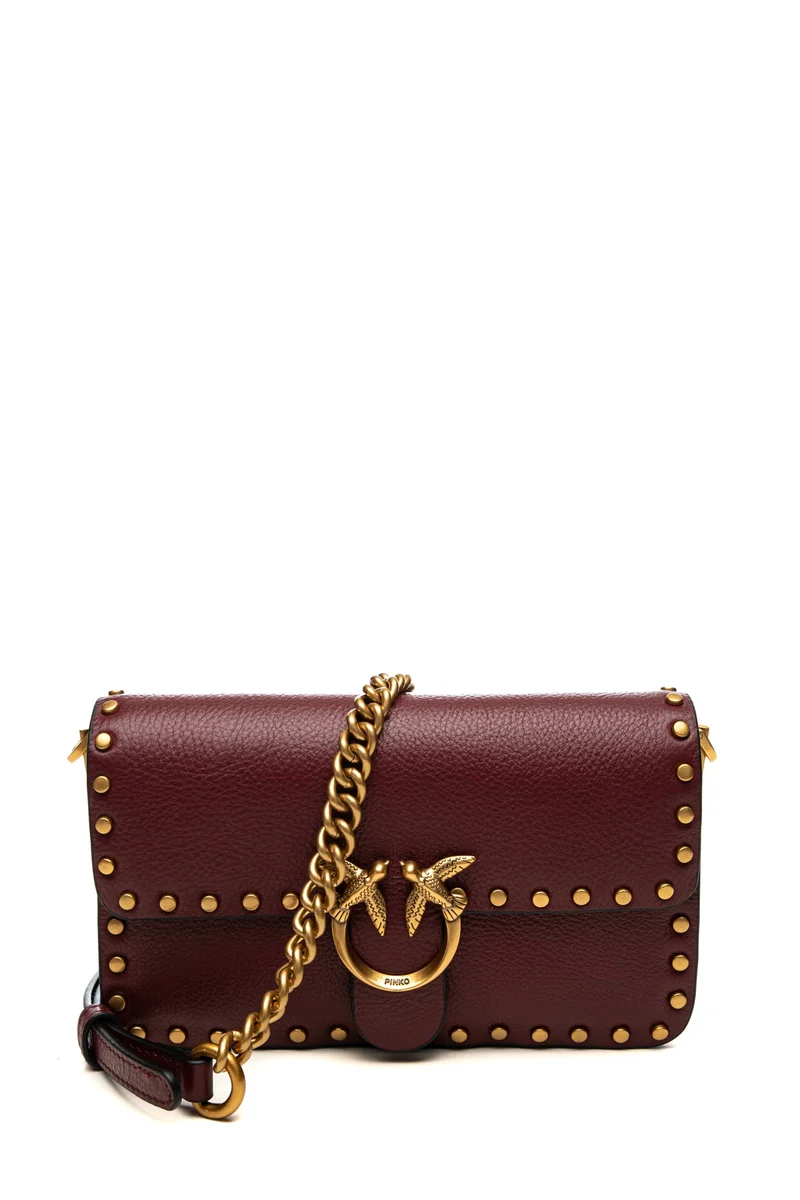Borsa Pinko Love One Mini Slouchy Baby Mz Da Donna Vinaccia In Pelle