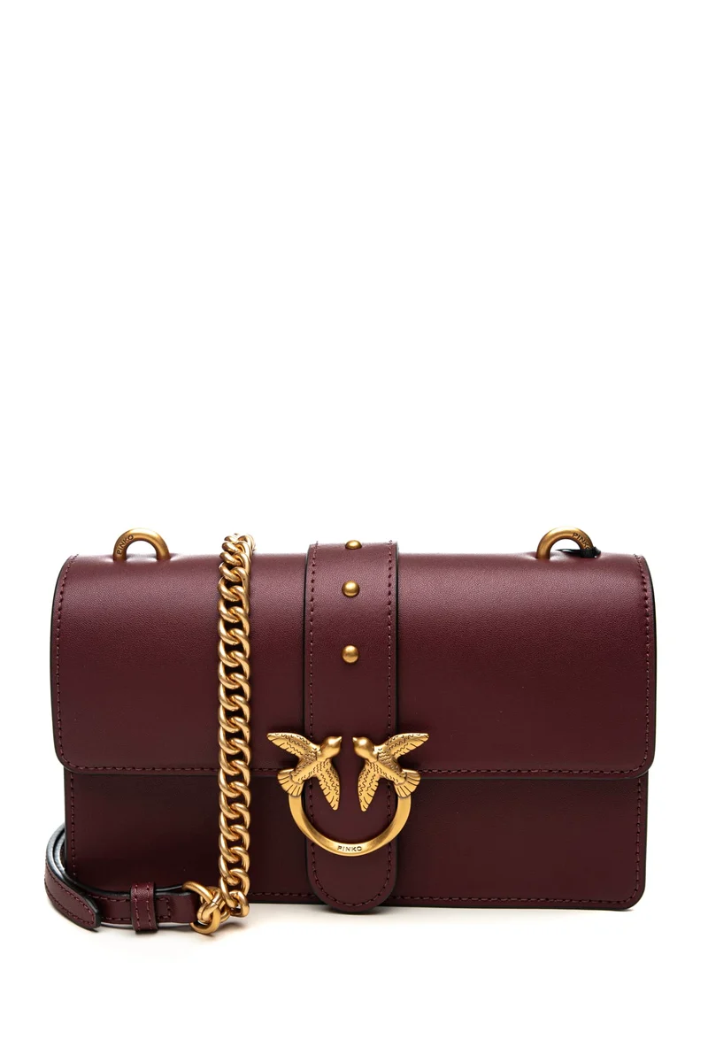 Borsa Pinko Love One Mini St S B Gold Vinaccia Da Donna In Pelle