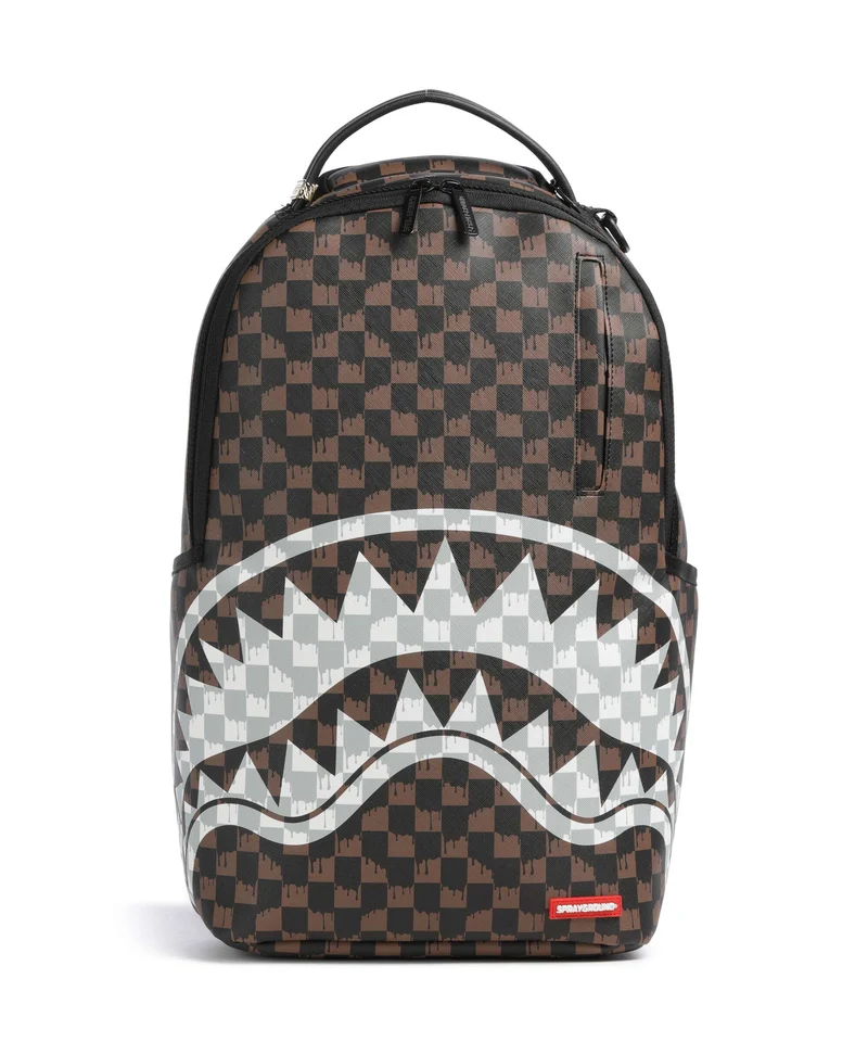 Sprayground Brown And Cream Drip Check Shark Zaino brown