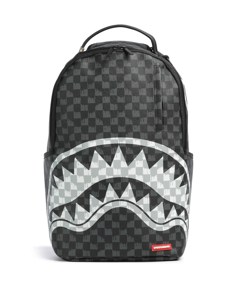 Sprayground Black And White Drip Check Shark Zaino black