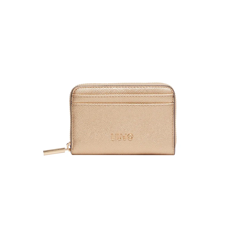 Portafoglio piccolo con zip around Oro