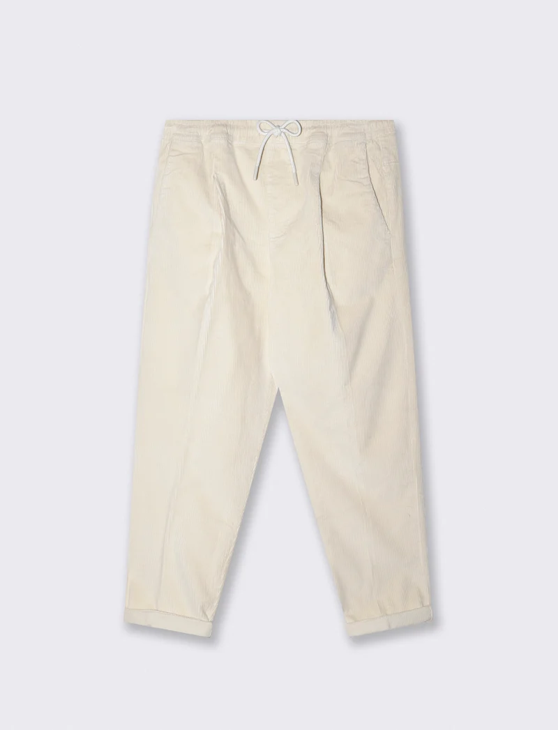 Pantaloni Chino Jogger in Velluto Regular Fit - Bianco
