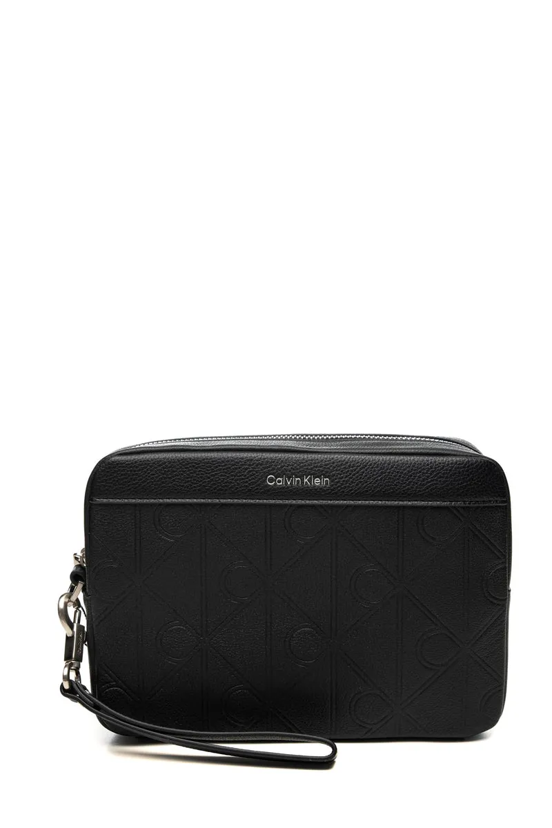 Pochette Calvin Klein Xl Emblem Aop Emb Pouch Da Uomo Nera In Poliuretano