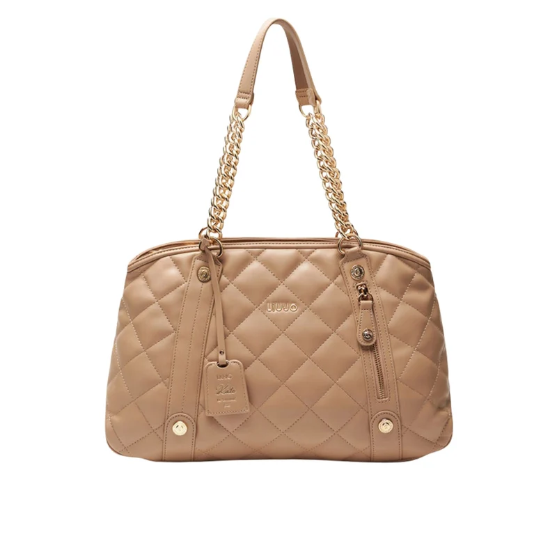 Borsa a mano beige trapuntata