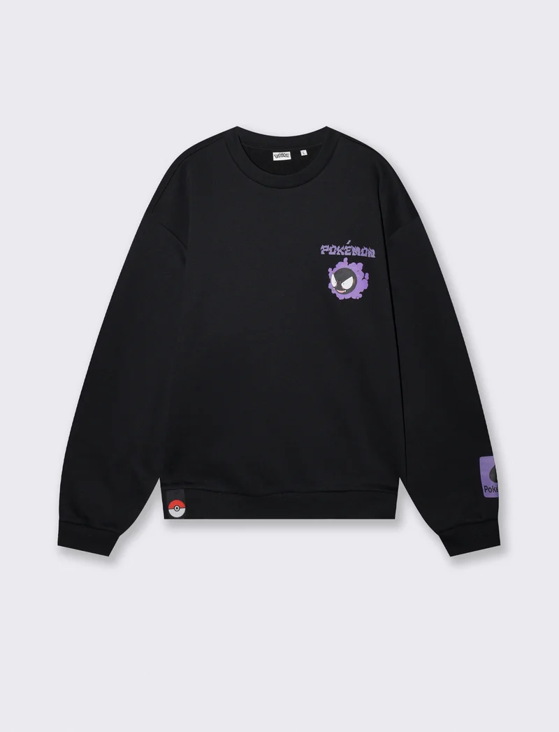 Felpa Pokemon girocollo boxy fit uomo - Nero