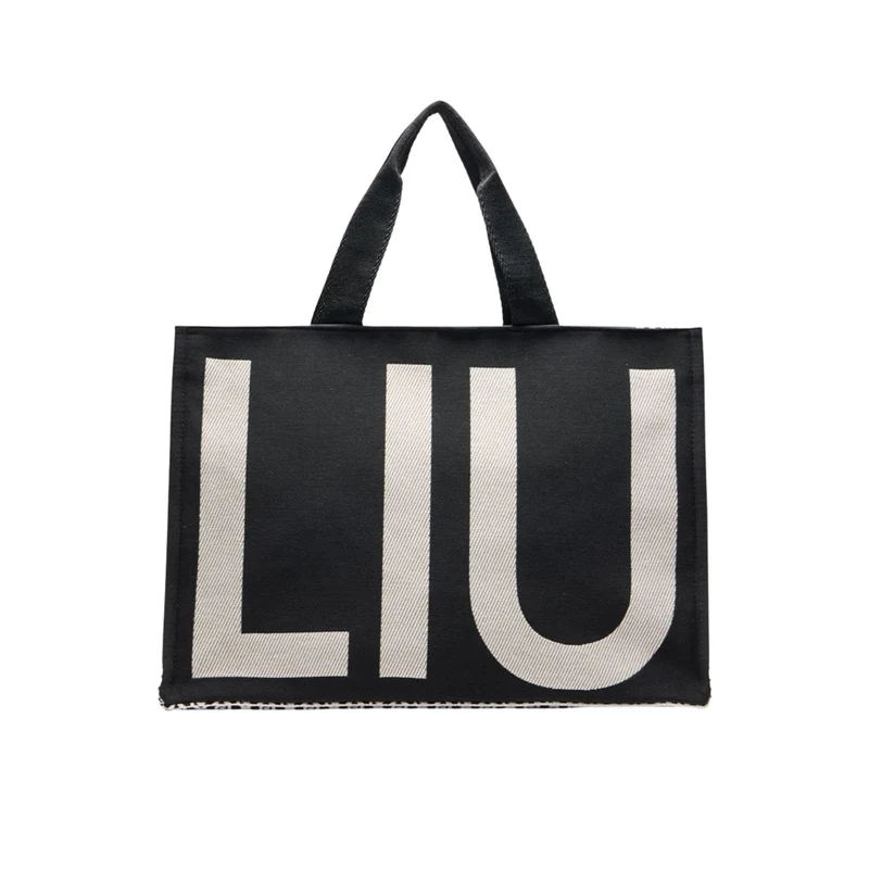 Borsa tote monogram jacquard nera