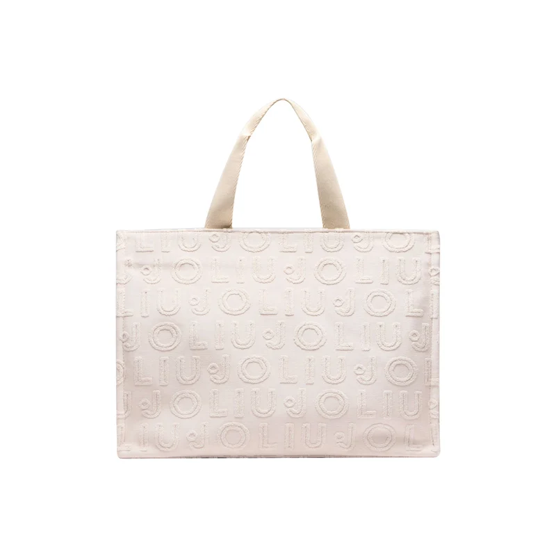 Borsa Donna tote logo jacquard Beige