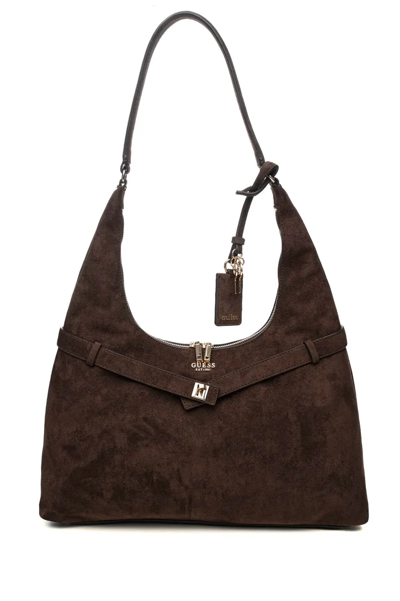 Borsa Guess Ella Hb Da Donna Marrone Caffè In Simil Suede