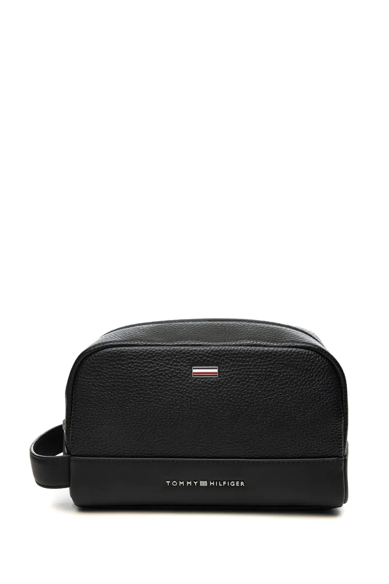 Pochette Tommy Hilfiger Th Central Washbag Da Uomo Nera In Poliuretano
