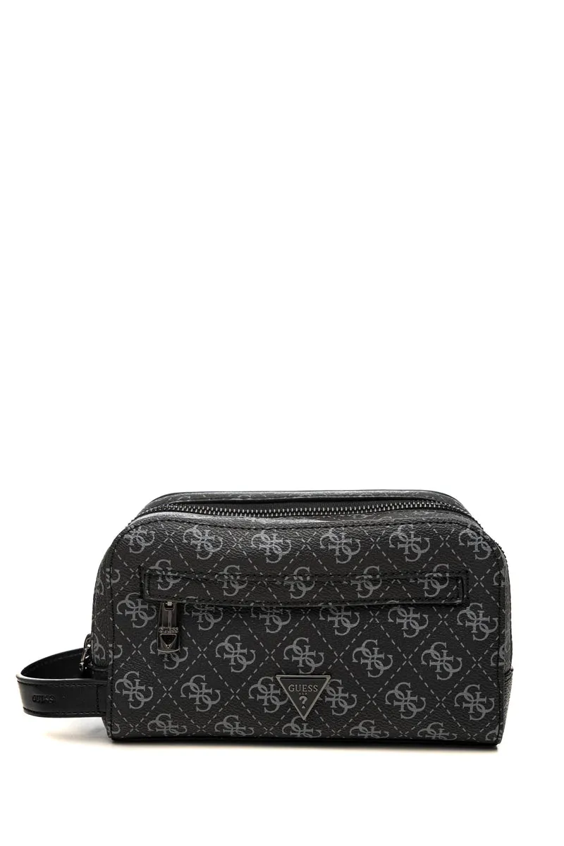 Pochette Guess Milano Small Necessaire Da Uomo Antracite Stampa Loghi 4 G Grigio In Poliuretano