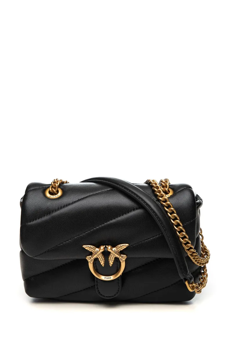 Borsa Pinko Love Puff Baby S B Sheep Gold Da Donna Nera In Nappa