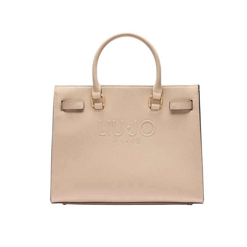 Borsa Shopping tinta unita beige