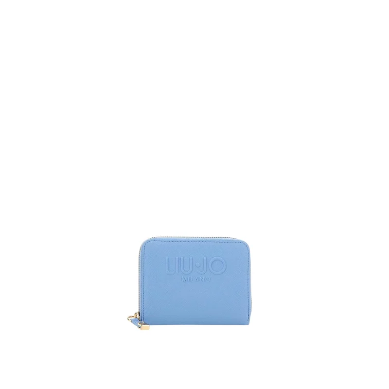Portafoglio Piccolo Donna con logo a rilievo celeste