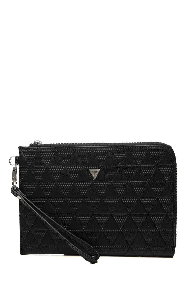 Pochette Guess Torino Clutch Graphic Da Uomo Nero In Poliuretano