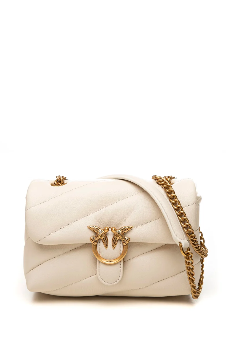 Borsa Pinko Love Puff Baby S B Sheep Gold Da Donna Avorio In Nappa
