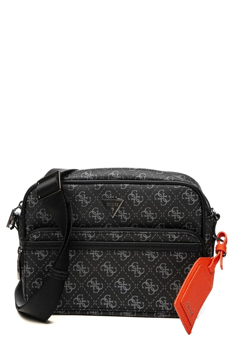 Borsa Pochette Guess Milano Cb Dbl Da Uomo Antracite Stampa Loghi 4 G Nera In Poliuretano