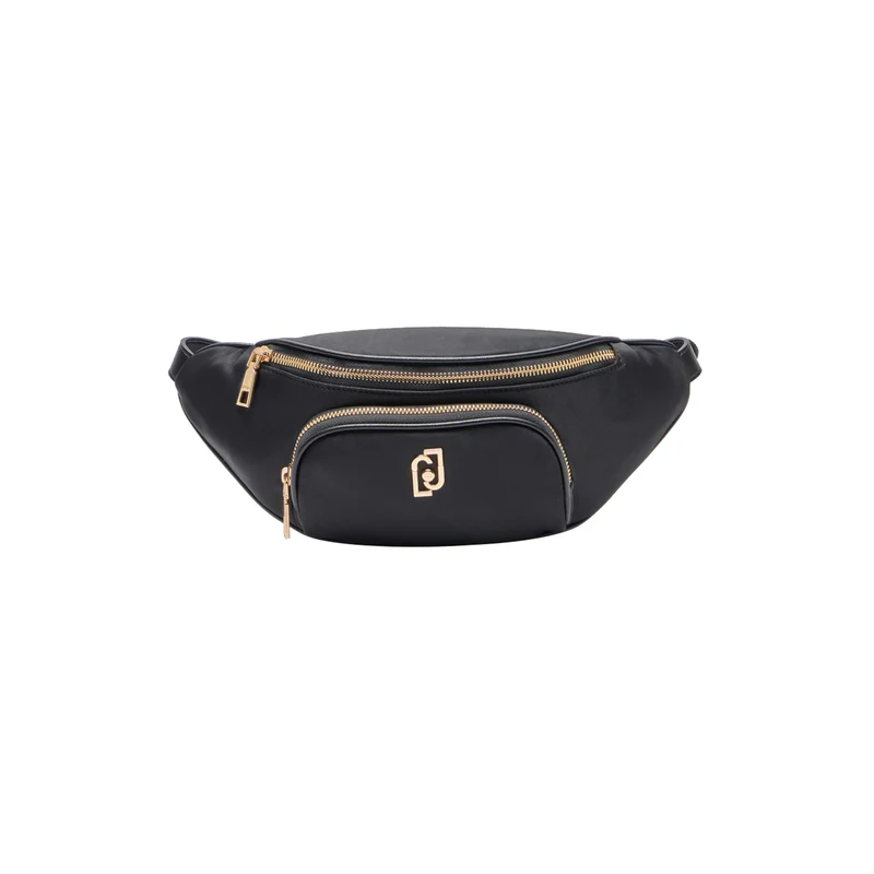 Marsupio Donna in nylon nero con charm